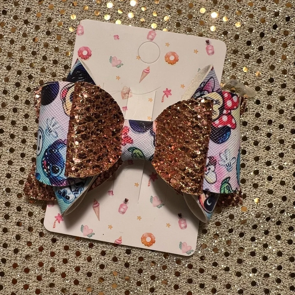 2 Glittery Disney and Multicolor Kids Hair Bow